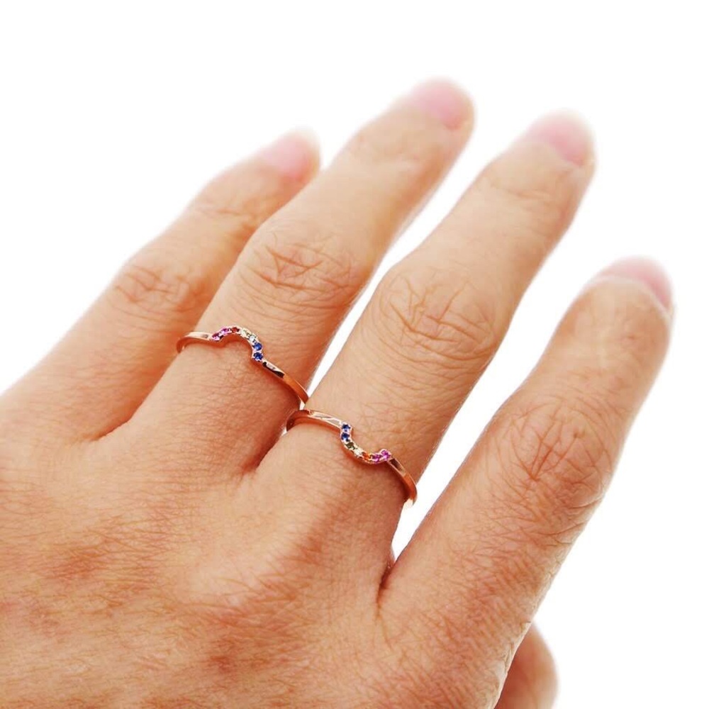 Rose gold plated friendship multi gemstone color ring